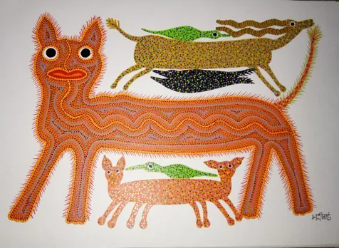 A Pithora painting made by tribal artist Bhuri Bai. Pic: courtesy of Bhuri Bai