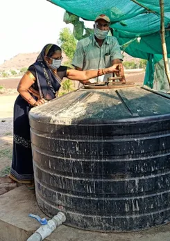 Inspecting a jeevamrit tank on her farm. Pic: Lalit Mukati organic farming jeevamrit 30stades