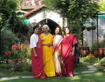 Co-founders Bannee, Astha and Aiswarya with founder Chinni Swamy (in yellow). Pic: Purkal Stree Shakti 30stades