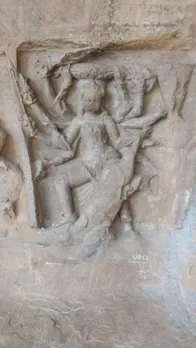 Ten-armed Mahishasura Mardini or Navadurga highlights the fact that the concept of Devi or goddess had developed (Cave No. 6). Pic: Courtesy Asit C. Chandra 30stades