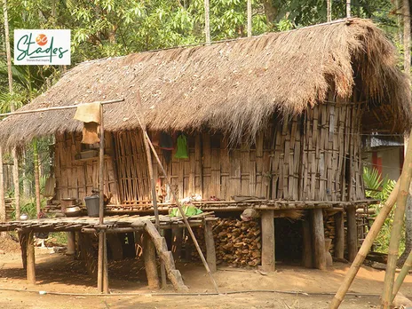 Nako-sha, the elevated bamboo huts in which Totos traditionally lived. Now the government has built concrete houses for them Pic: Courtesy Prakash Toto 