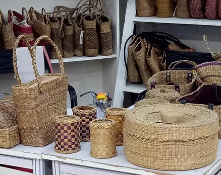Hyacinth fibre handicrafts are exported by Aqua Weaves and artisan-entrepreneurs. In the domestic market, many retailers sell it under their own brand. Pic: Facebook/@aquaweaves