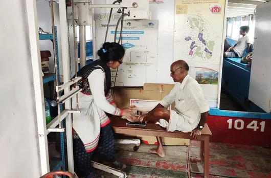 A patient being treated at the mobile boat clinic in Sundarbans. Pic: Courtesy SHIS 30 stades