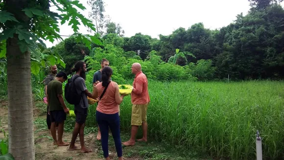 Krishna McKenzie at his food forest in Auroville. Pic: Facebook/@krishnamckenzie 30stades