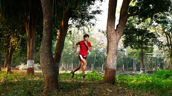 Sunita Kanna practising during her school days. She is now a forest guard in the Maharashtra Forest Department. Pic: SSM/Sunrise Sagroli Project 30stades