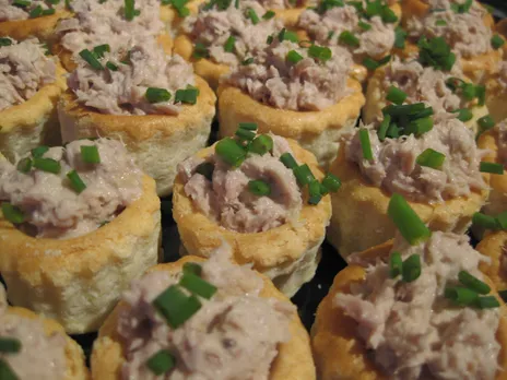 Tuna canapés, a popular Christmas starter. Tuna can be replaced with other fish varieties too. Pic: Flickr