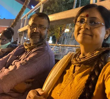 Rubi Rakshit with her husband. Pic: MGGSS 30STADES