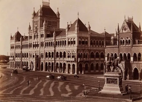 A 19th-century pic of David Sassoon Library (Right) and Elphinstone College (Left). Both the buildings were built using  built using the yellow Malad stone. Pic: David Sassoon Library & Reading Room 30stades