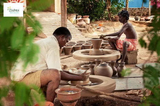 Potters preparing clay vessels using Cauvery delta region clay. Pic: Zishta
