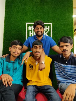 Manu Sekar with Prem Sankar (right) and other students. Pic: through HashHackCode