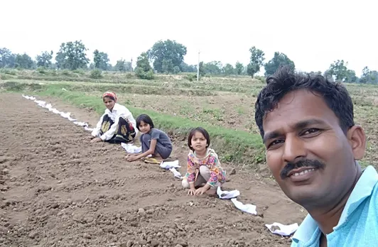 Rajkumar's family working with him on the farm. Pic: Rajkumar Choudhry 30stades