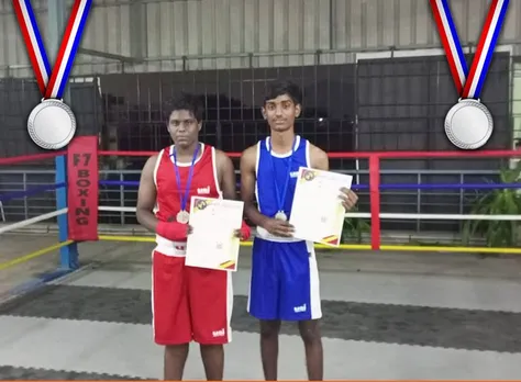 Two students trained at Kalvi Thunai won the state level boxing championship in 2021. Pic: Facebook/@KalviThunai2014 30stades