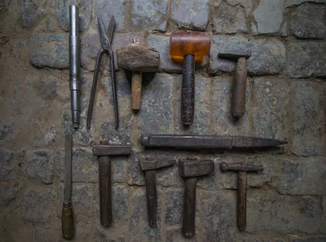 A thathera artisan's only ally - his tools. Pic: P-TAL  30stades