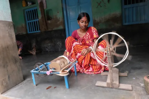 Spinning can only be done by younger women as it requires sharp eyesight to see threads. Pic: Label Prerona 30stades