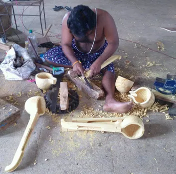 An artisan making small Bobbili veenas, which don't produce music. Pic: Eswara Rao Divili 30 stades