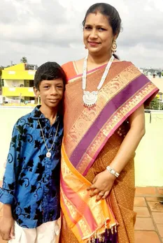 Sai Sharan with his mother Deepika. He can now read and also write easily and legibly. Pic: Bridges Vidyalaya 30stades