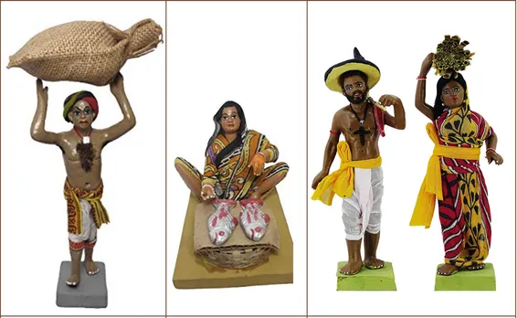 Ghurni clay dolls celebrate life, depicting the everyday chores of the common people. 30 stades
