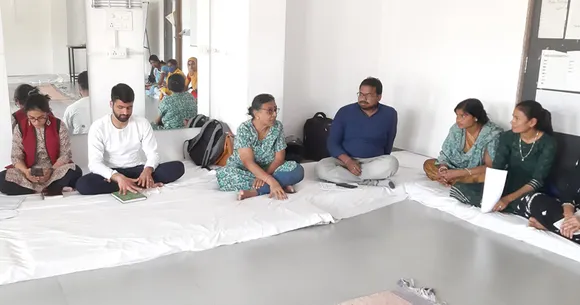 Dr Lalitha Iyer, third from left, having a meeting with a group of anchors. Pic: Plustrust 30stades