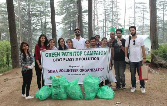 Disha volunteers at a cleanliness drive at Patnitop, Jammu. Pic: Disha Volunteer Organization 30stades