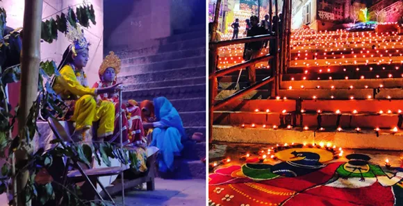 Ramlila at Tulsi Ghat (left) and Dev Diwali on Kartik Purnima (right). Pic: Varanasi Walks 30stades