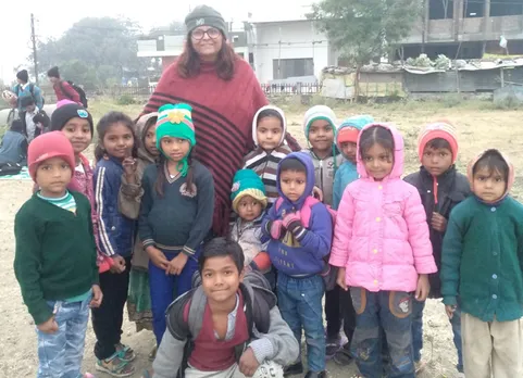 Dr Lalita Sharma Anant with her students. Pic: through Abha Kunj
