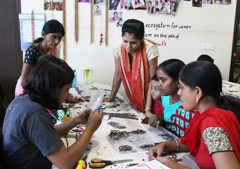 Women being trained in jewellery-making at Abira Creations, Pune. Pic: courtesy Abira Creations