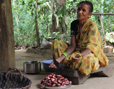 An SHG member peeling fruit for processing. Pic: Snehakunja Trust 30stades