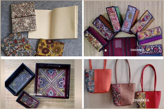 Products made by Dwaraka women artisans using Kalamkari art. Pic: Dwaraka 30stades