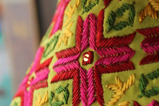 In Phulkari, the darn stitch is used horizontally, vertically as well as diagonally. Pic: Flickr 30stades