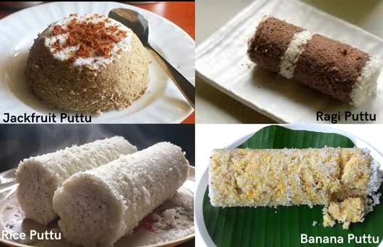 Puttu, a log of steamed flour and coconut, is a popular breakfast item in Kerala and Tamil Nadu. Pic: Wikipedia & Flickr 30stades