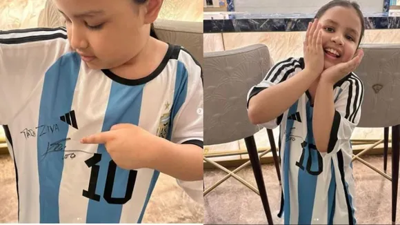 Ziva, MS Dhoni's daughter, receives signed jersey from Lionel Messi