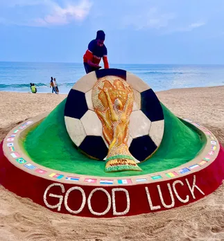 Sudarsan Pattnaik creates sand art for football world cup