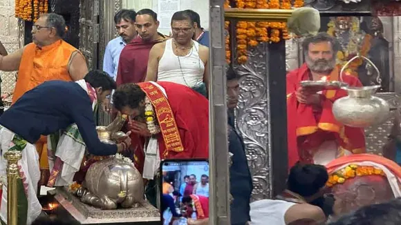 Rahul Gandhi offers prayers at Mahakal temple in Madhya Pradesh