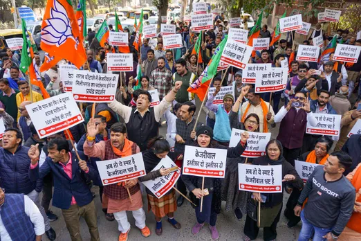 Delhi excise scam: BJP stages protest; demands Kejriwal's resignation