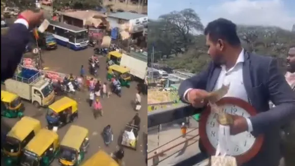 Bengaluru: Video of a man throwing cash from flyover goes viral