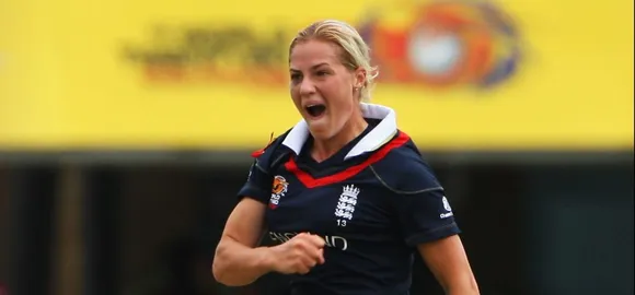 Katherine Brunt celebrates a wicket in the 2009 World T20 final. © Getty Images