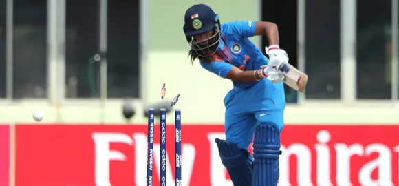 Taniya Bhatia getting dismissed. ©ICC