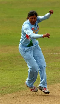 Rumeli Dhar celebrates a wicket. © Getty Images