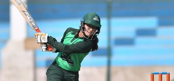 Muneeba Ali plays an expansive shot on the off-side. © PCB