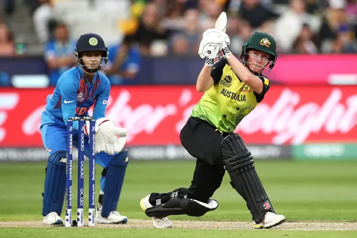 Beth Mooney plays an attacking shot against India. © Getty Images