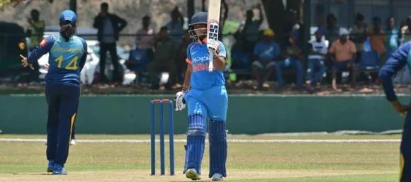 India's Taniya Bhatia after scoring her maiden half-century in her 2nd ODI. ©SLC