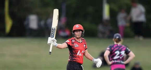 Kate Ebrahim celebrating her fifty against Northern Spirit © Getty Images