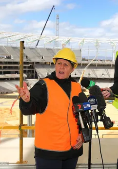 Christina Matthews addresses the media. © Getty Images